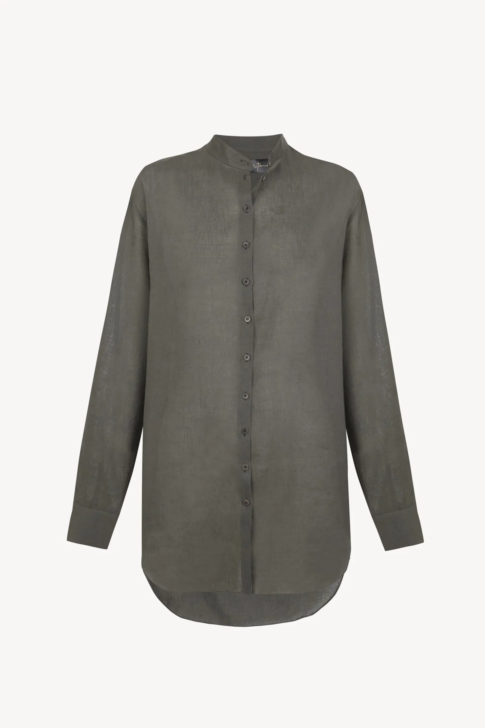 Raoul, camisa de algodon y lino gris oscuro sold by Cortana