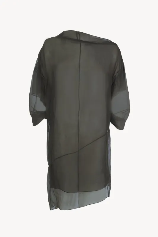 Elke, top oversize de chiffon de seda gris carbon sold by Cortana