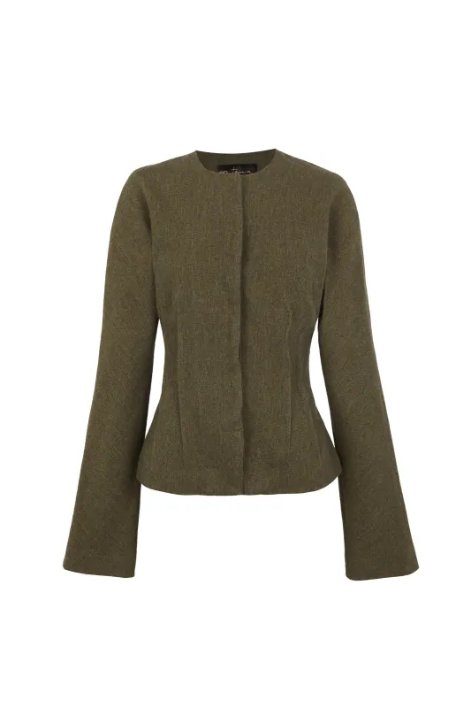 Rider, chaqueta entallada verde melange made by Cortana