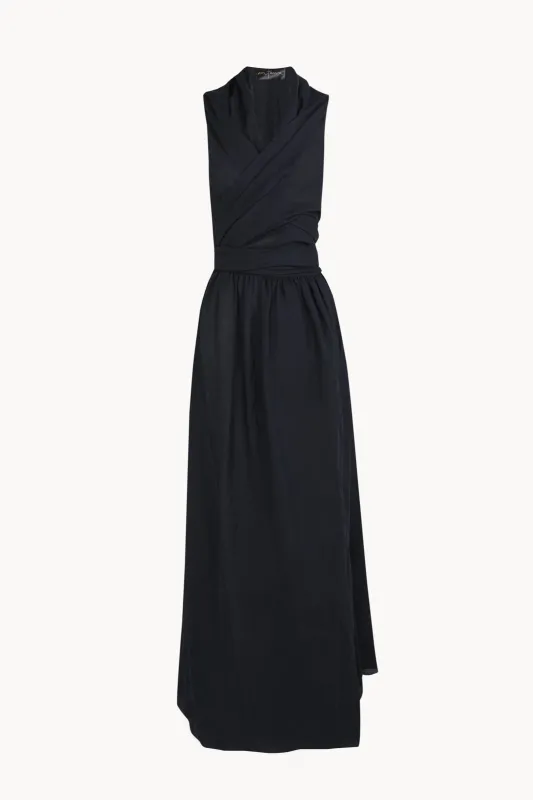 Mar, vestido cruzado de ramio azul marino made by Cortana