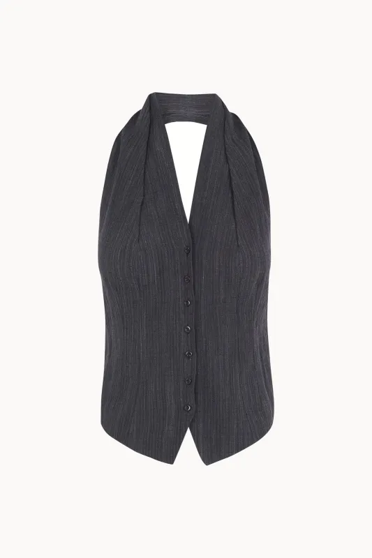 Marina, chaleco halter denim oscuro made by Cortana