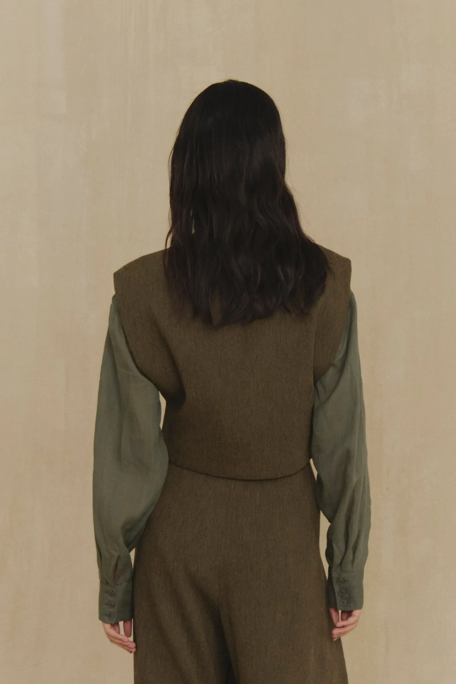 Camino, top de lana virgen verde melange sold by Cortana product image thumbnail 4
