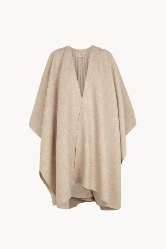 Poncho, abrigo de lana beige melange made by Cortana