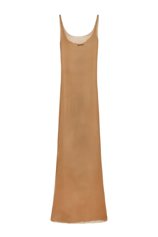 Aura, vestido de tirantes en seda bronce sold by Cortana