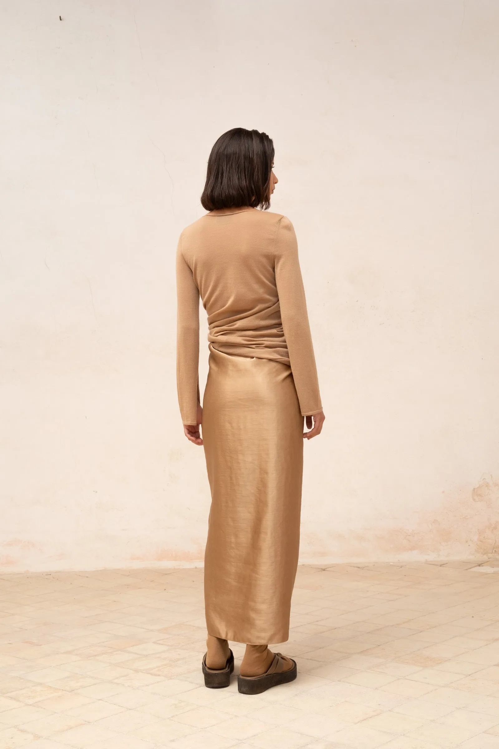 Gloria, falda pareo en lino y viscosa cocoa sold by Cortana product image thumbnail 4