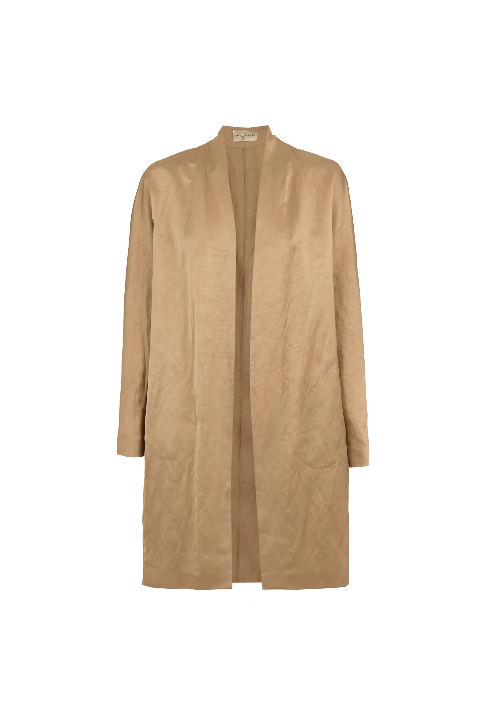 Gloria, chaqueta en lino y viscosa cocoa sold by Cortana