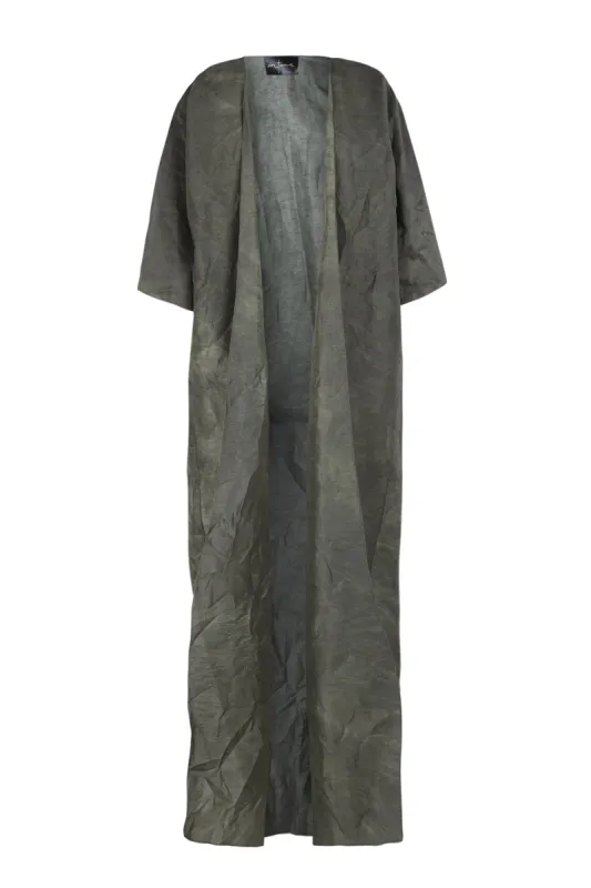 Papiro, abrigo en lino y seda verde sold by Cortana