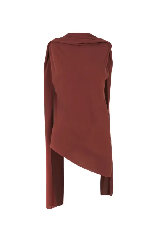Edda, top en seda stretch granate sold by Cortana