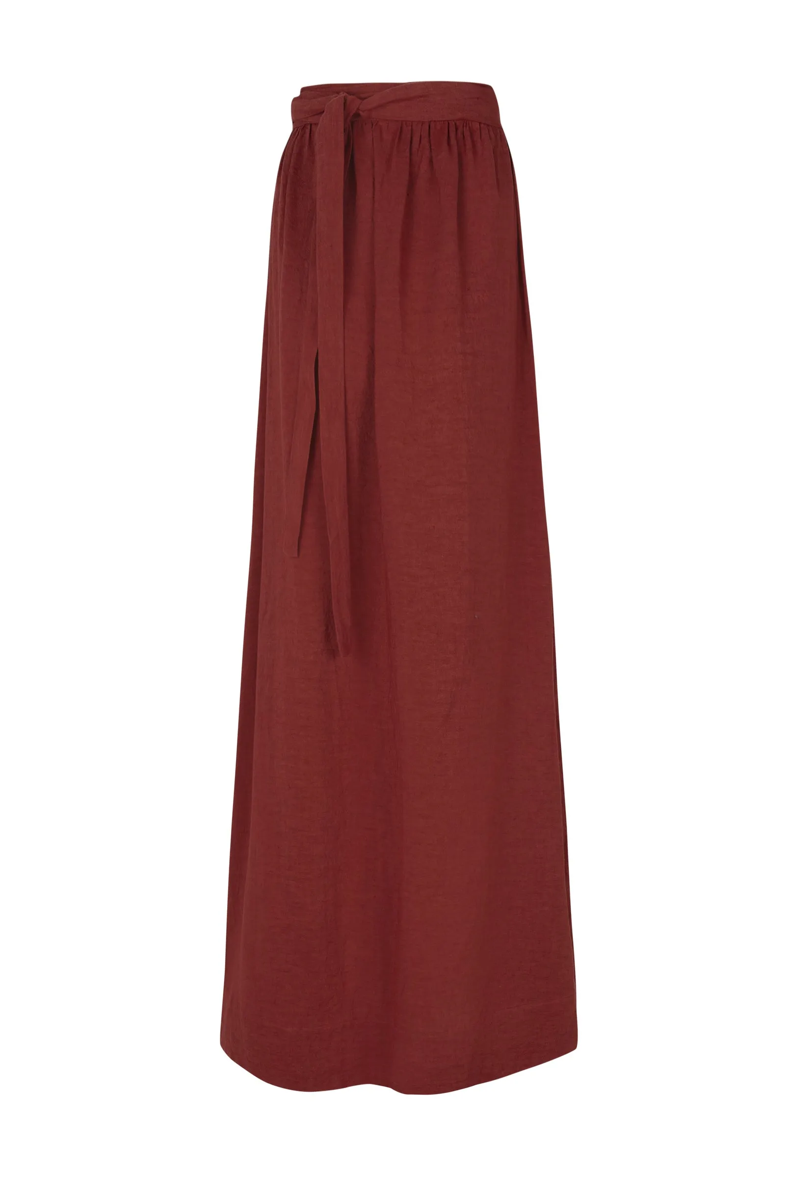 Marlo, falda larga en lino rojo sold by Cortana