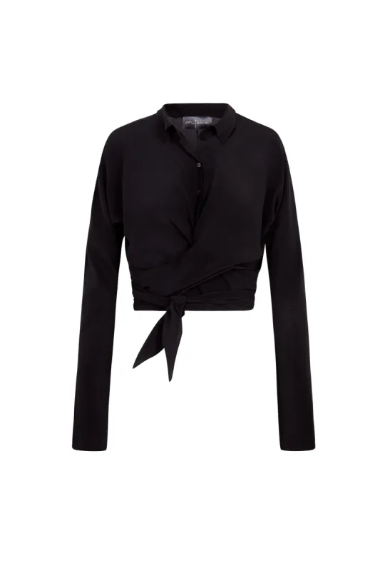 Vera, top en seda negra sold by Cortana