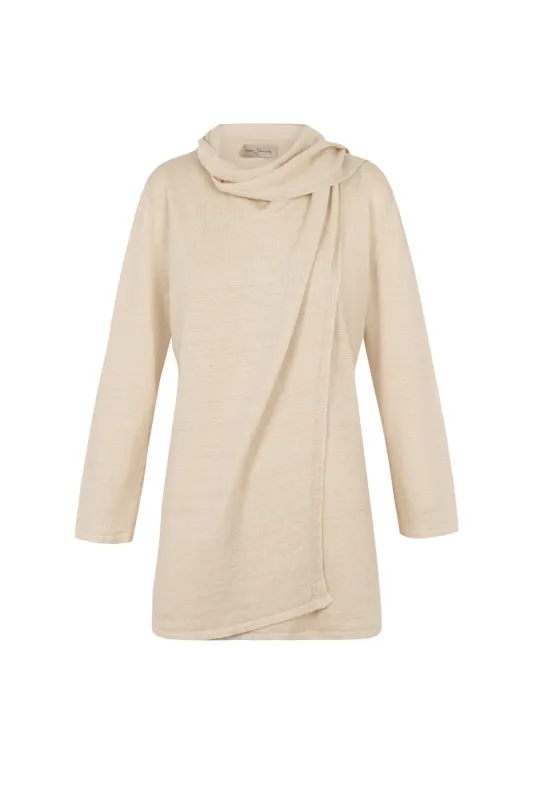 Botanica, top envolvente en punto de lino crudo sold by Cortana