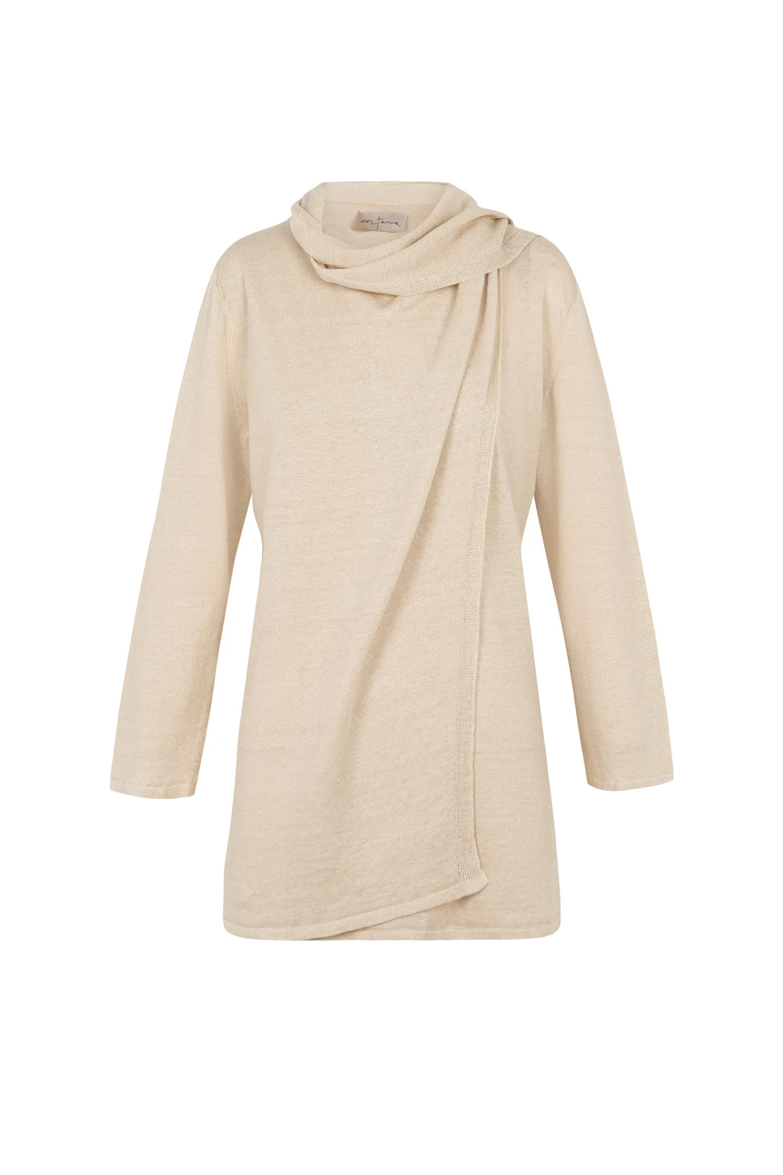 Botanica, top envolvente en punto de lino crudo sold by Cortana