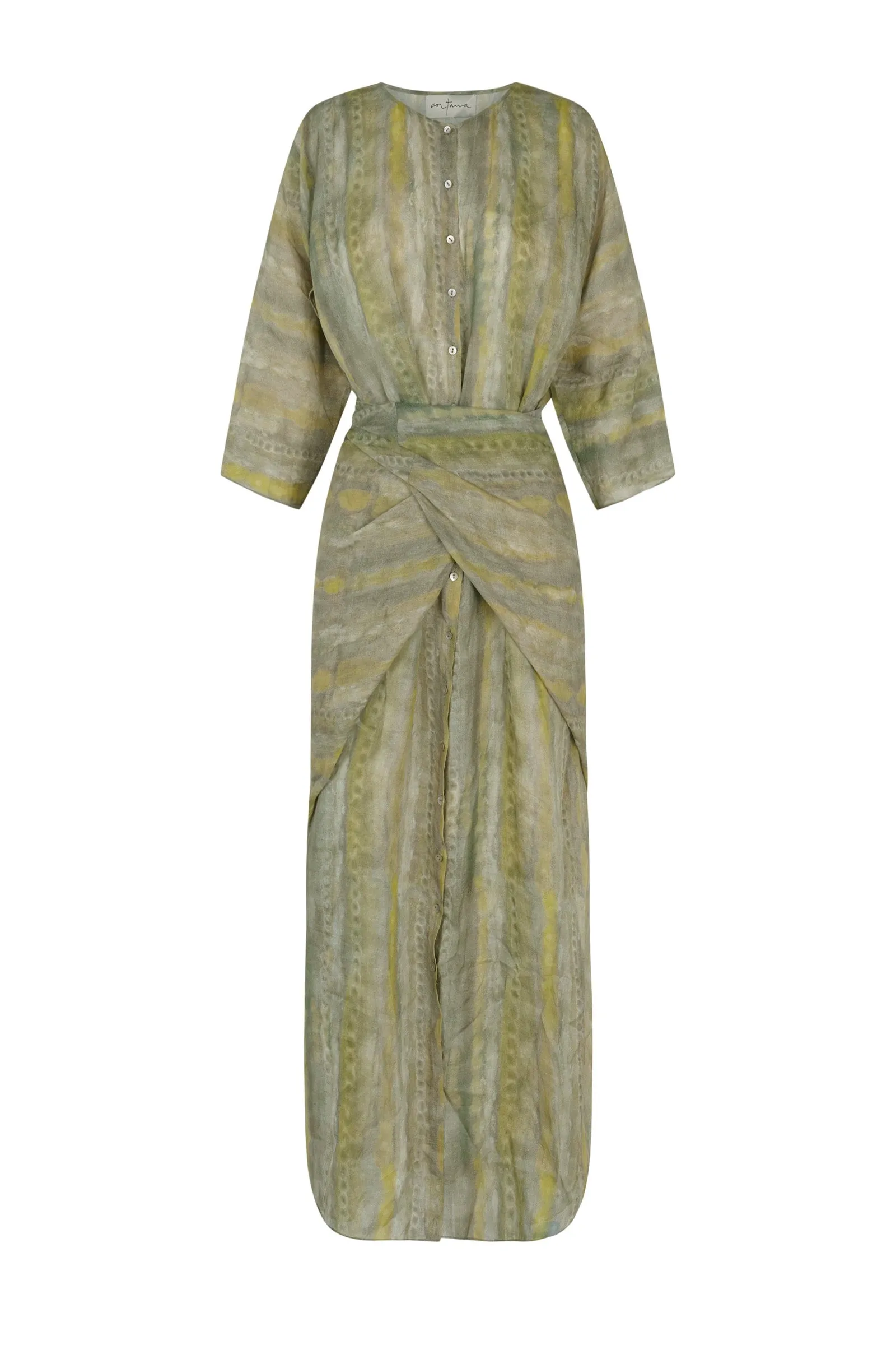 Jill, vestido midi en ramio estampado sold by Cortana