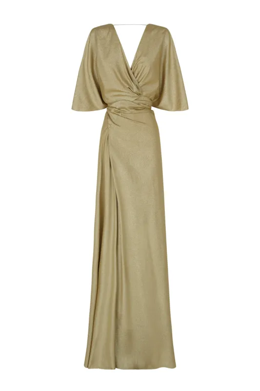 Martina, vestido en seda oro metalizado sold by Cortana