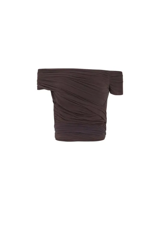 Tully, top en seda stretch ciruela sold by Cortana