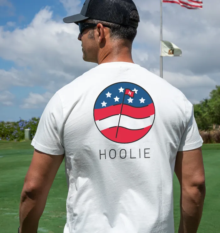 RWB Flag Badge T-shirt sold by Hoolie Golf product image thumbnail 2