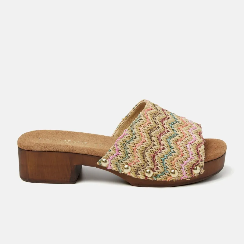 Bella Raffia Dames Clogs Multi sold by Lazmani