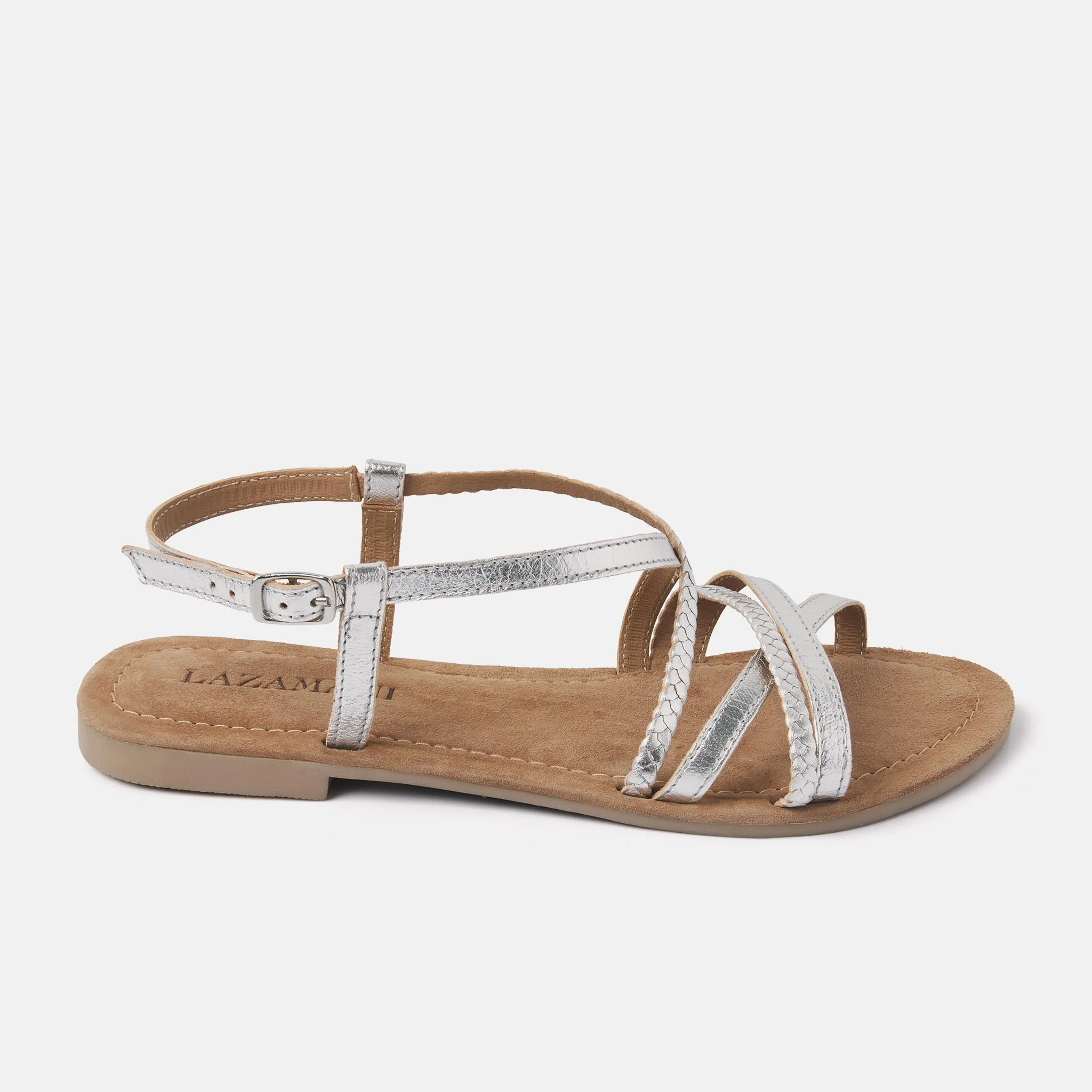 Zoe Leren Dames Sandalen Silver sold by Lazmani