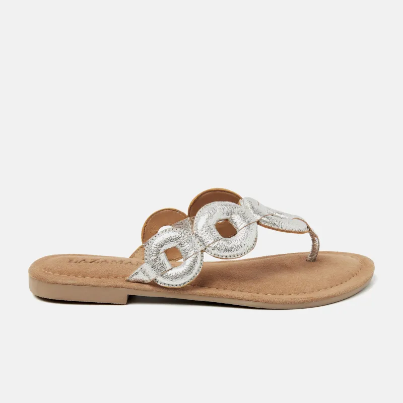 Juliet Leren Dames Slippers Silver sold by Lazmani