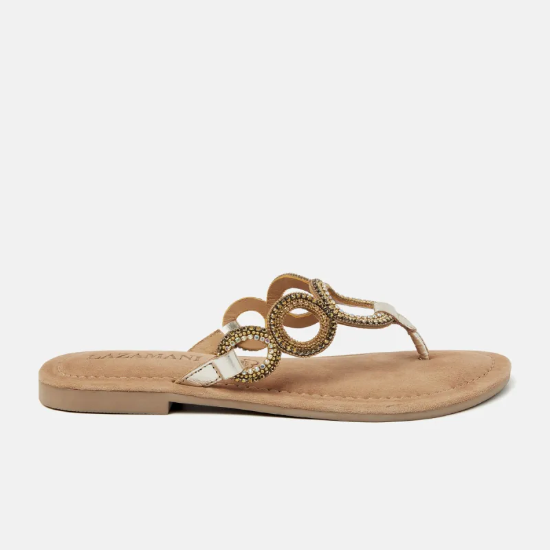 Arielle Leren Dames Slippers Gold sold by Lazmani