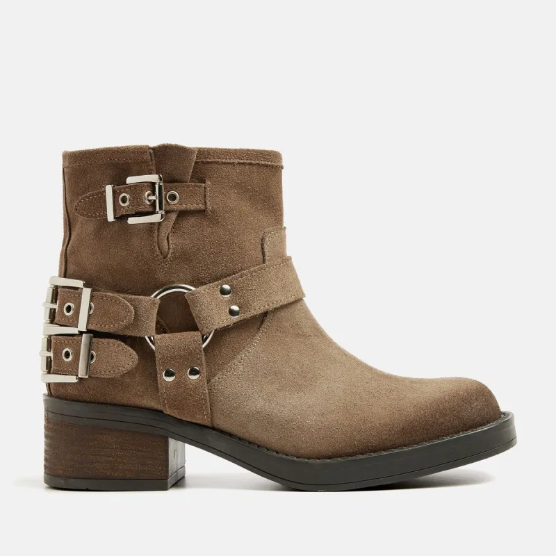 Coco Dames Biker Boots Suede Sand sold by Lazmani