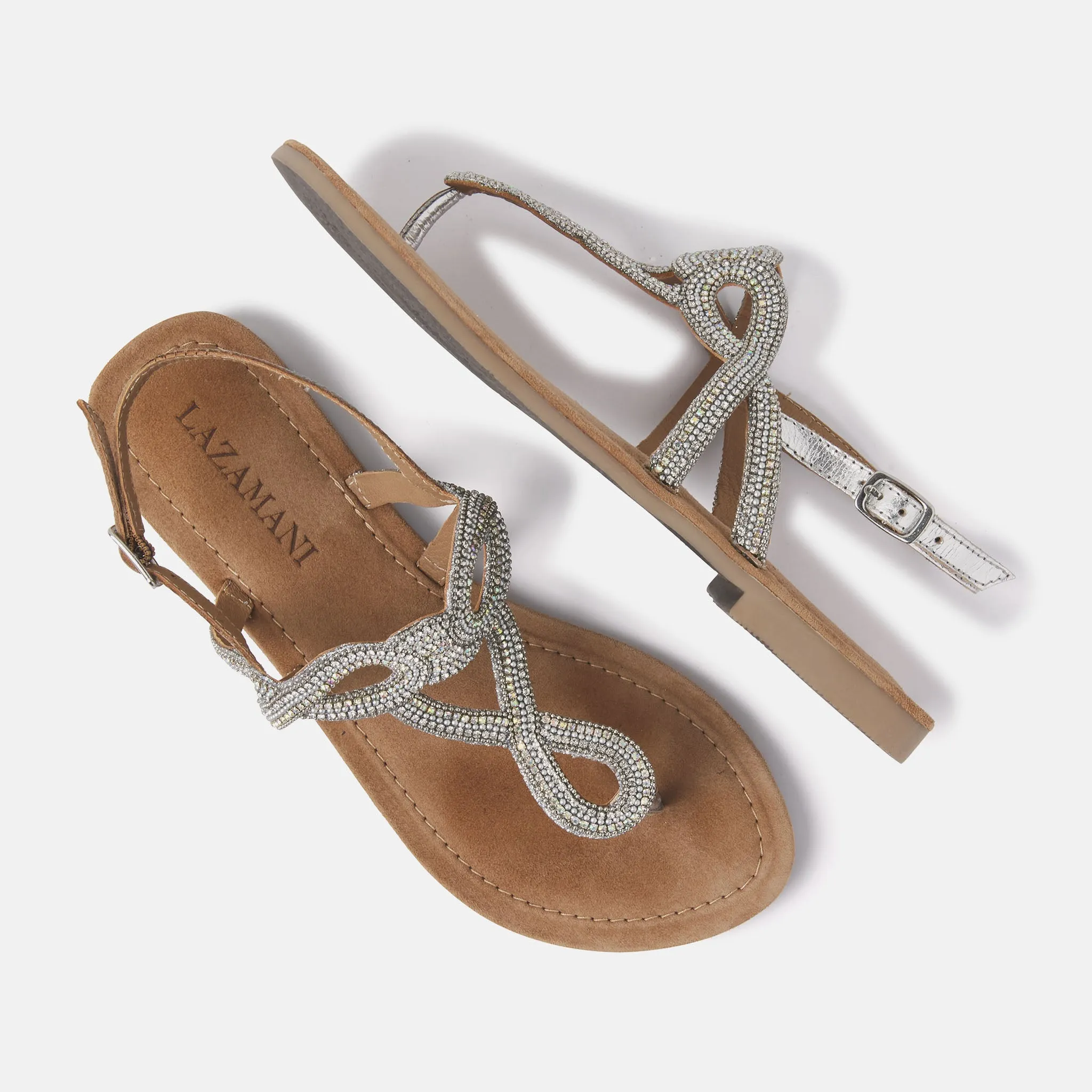 Emily Leren Dames Sandalen Silver sold by Lazmani product image thumbnail 4