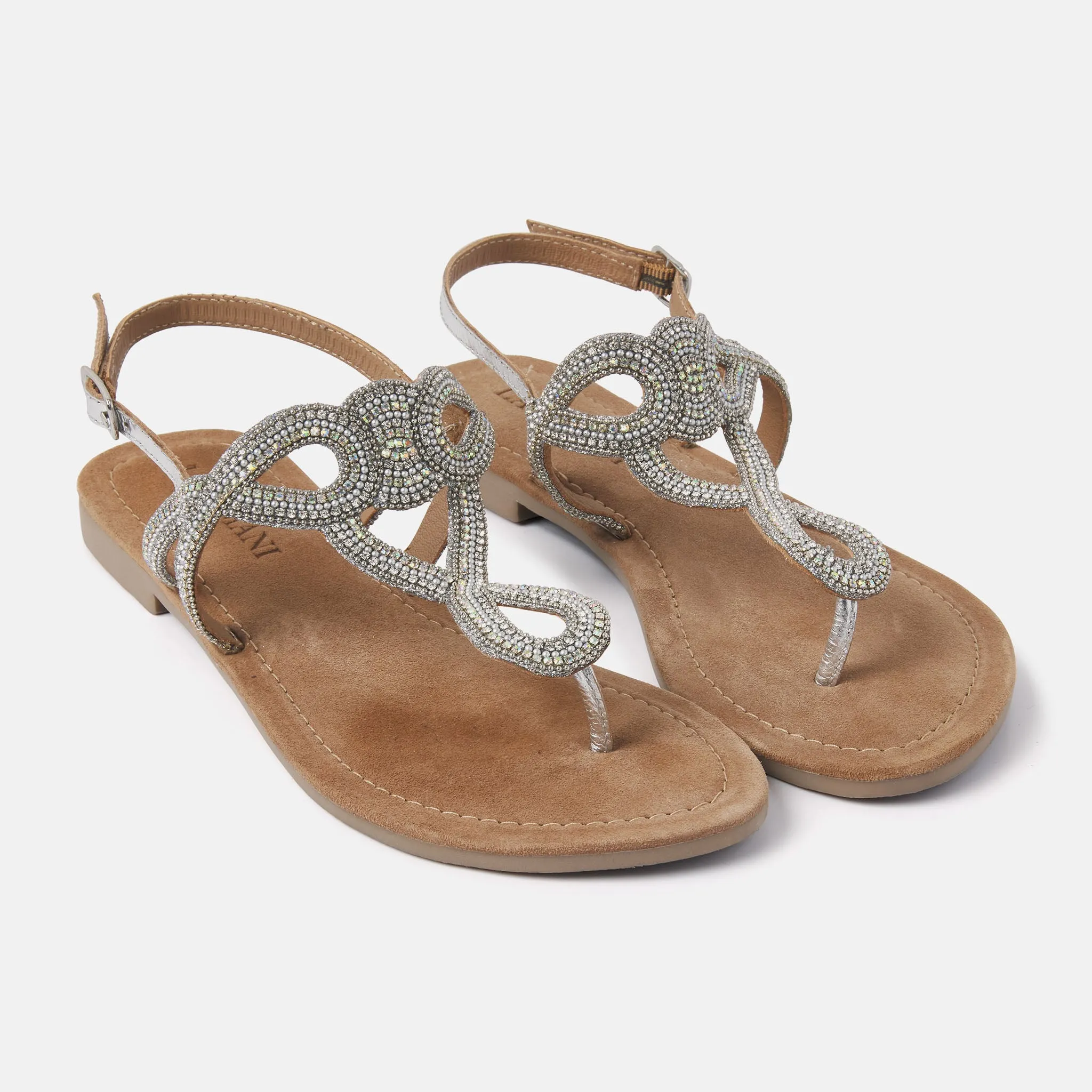Emily Leren Dames Sandalen Silver sold by Lazmani product image thumbnail 3