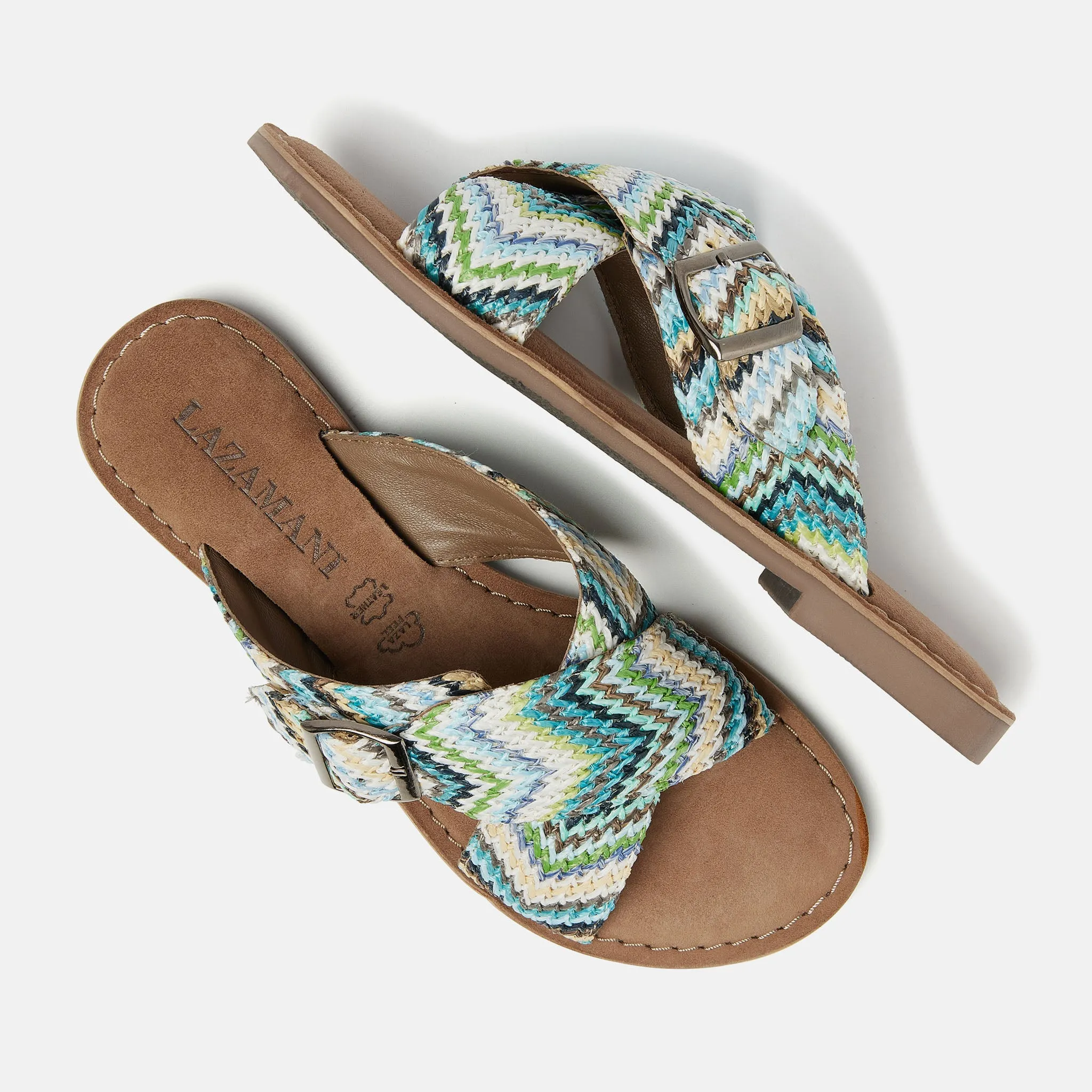 Mia Raffia Dames Slippers Blue sold by Lazmani product image thumbnail 3