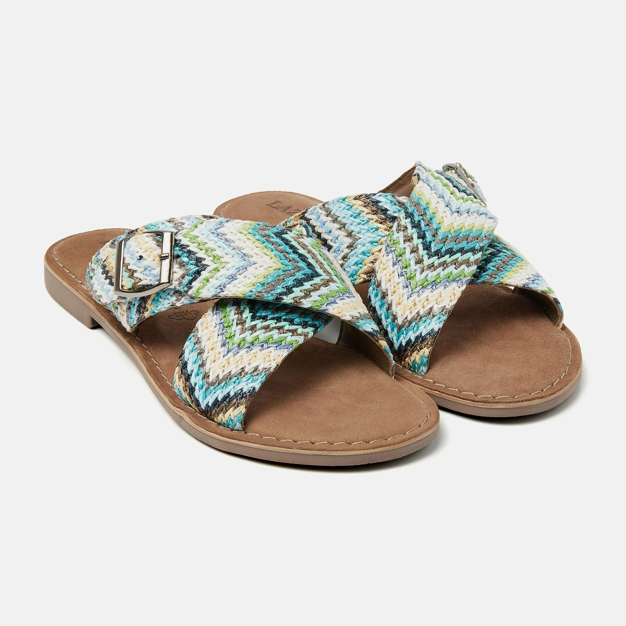 Mia Raffia Dames Slippers Blue sold by Lazmani product image thumbnail 2