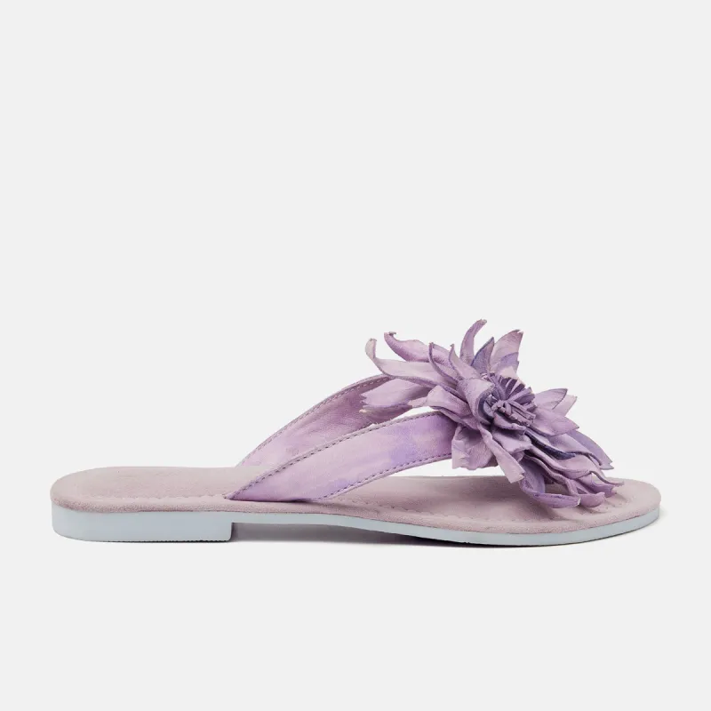 Daisy Leren Dames Slippers Lilac sold by Lazmani