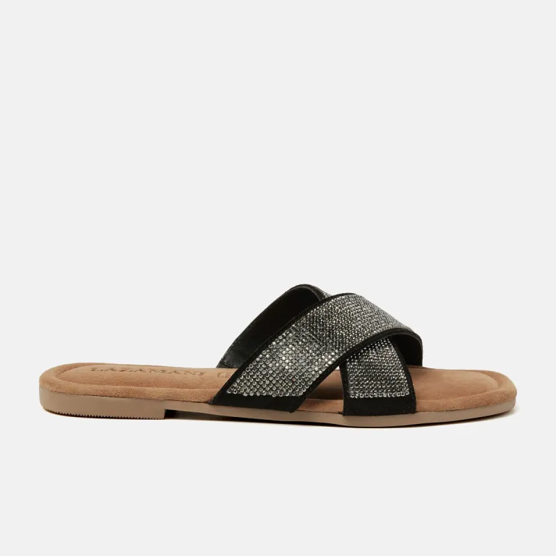 Lexi Suede Dames Slippers Pewter sold by Lazmani