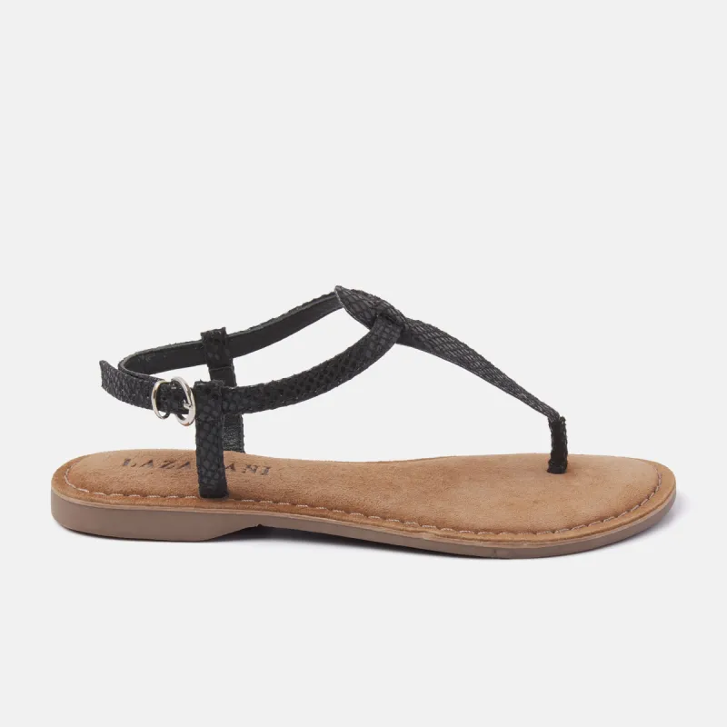 Anna Leren Dames Sandalen Black sold by Lazmani