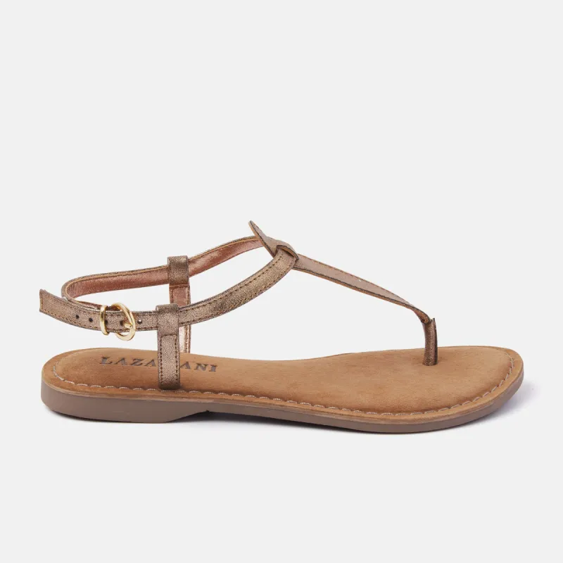 Clara Leren Dames Sandalen Copper sold by Lazmani