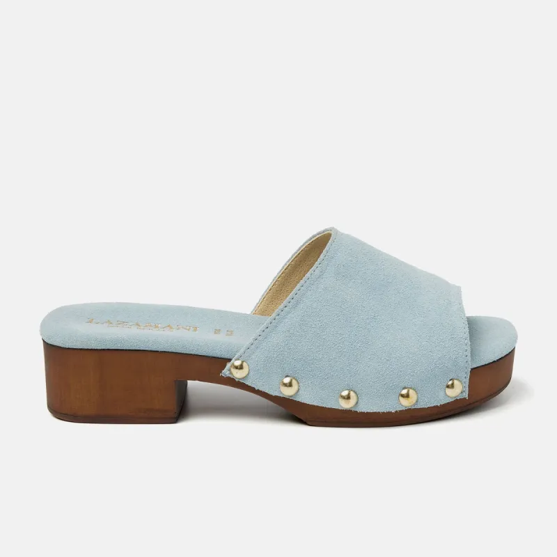 Bella Suede Dames Clogs Blue sold by Lazmani