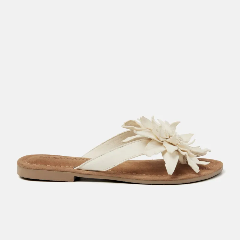 Daisy Leren Dames Slippers Off-White sold by Lazmani