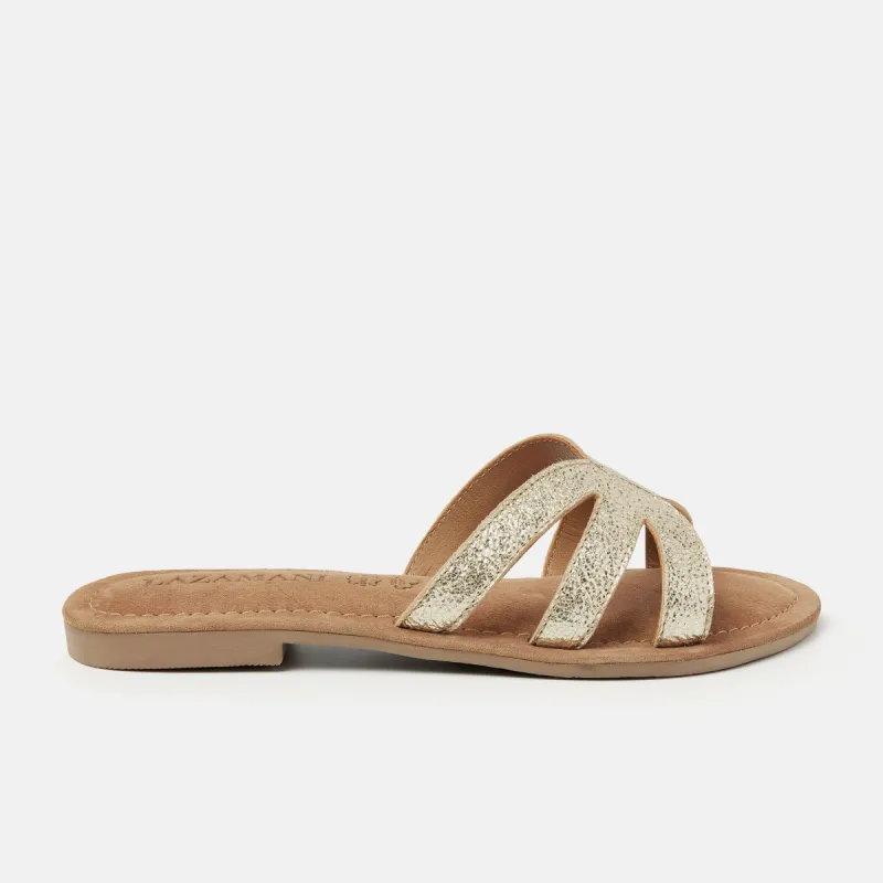 Nina Leren Dames Slippers Gold sold by Lazmani