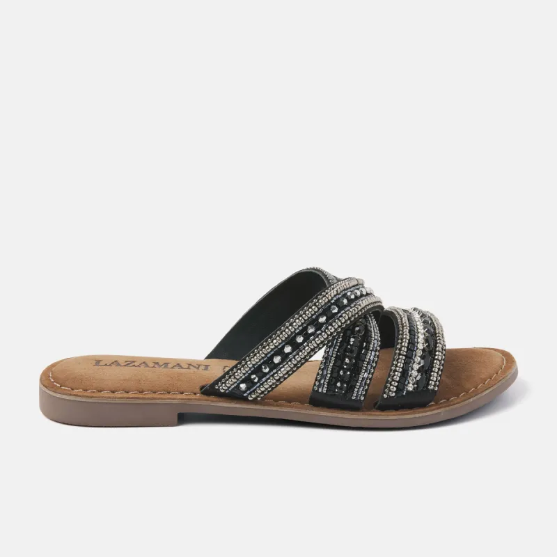 Marlin Leren Dames Slippers Black sold by Lazmani