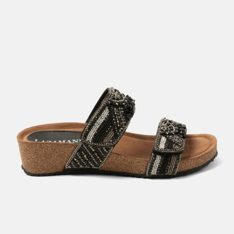 Sol Dames Slippers Leer Black made by Lazmani