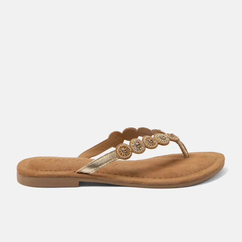 Lea Dames Slippers Leer Gold sold by Lazmani