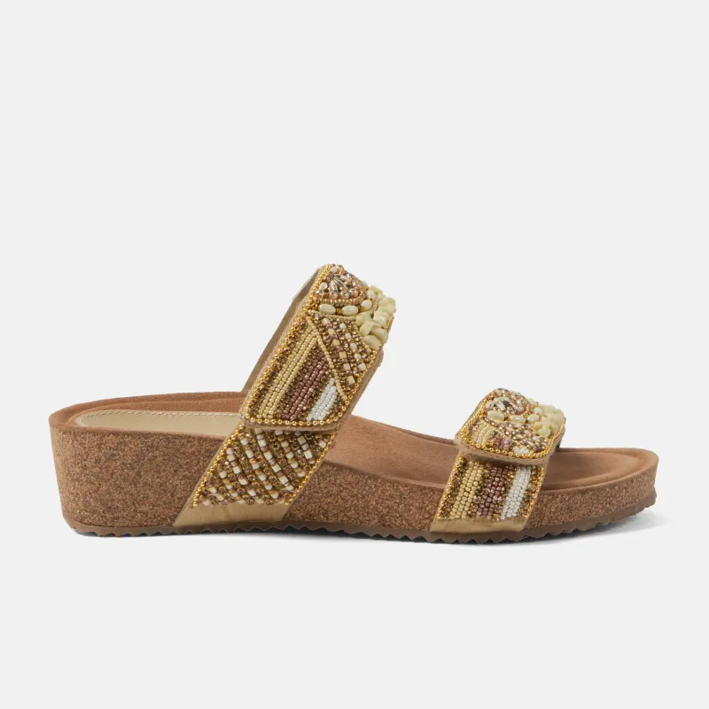 Sol Dames Slippers Leer Beige sold by Lazmani