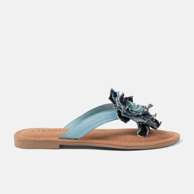 Peony Dames Slippers Leer Denim sold by Lazmani