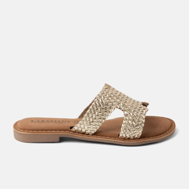 Flor Dames Slippers Leer Gold sold by Lazmani