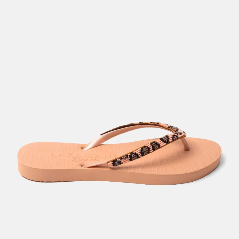 Lanzarote Beach Dames Slippers Leopard Peach sold by Lazmani