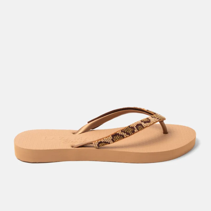 Lanzarote Beach Dames Slippers Leopard Brown sold by Lazmani