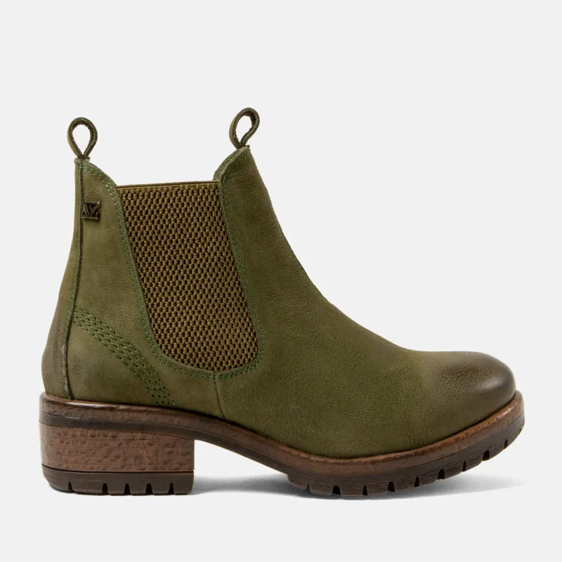 Lia Dames Chelsea Boots Leer Green sold by Lazmani