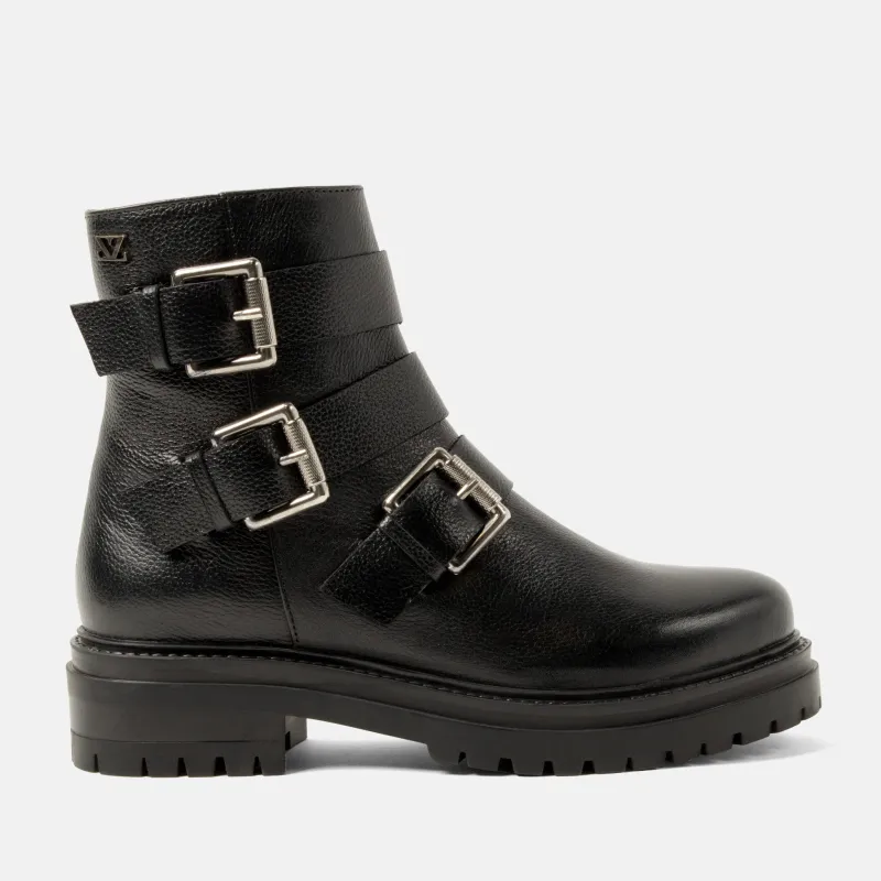 Reina Dames Biker Boots Leer Black sold by Lazmani