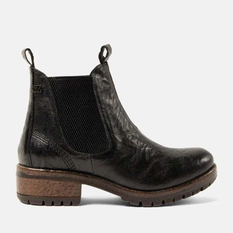 Ria Dames Chelsea Boots Leer Black sold by Lazmani