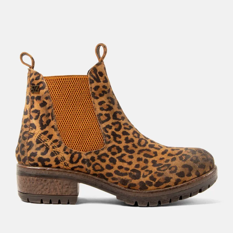 Mia Dames Chelsea Boots Suede Tan/Leo made by Lazmani