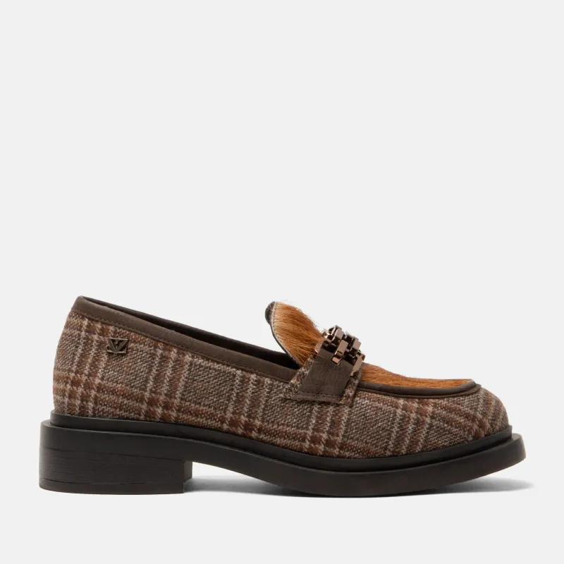 Oxford Dames Loafers Tartan Cognac sold by Lazmani