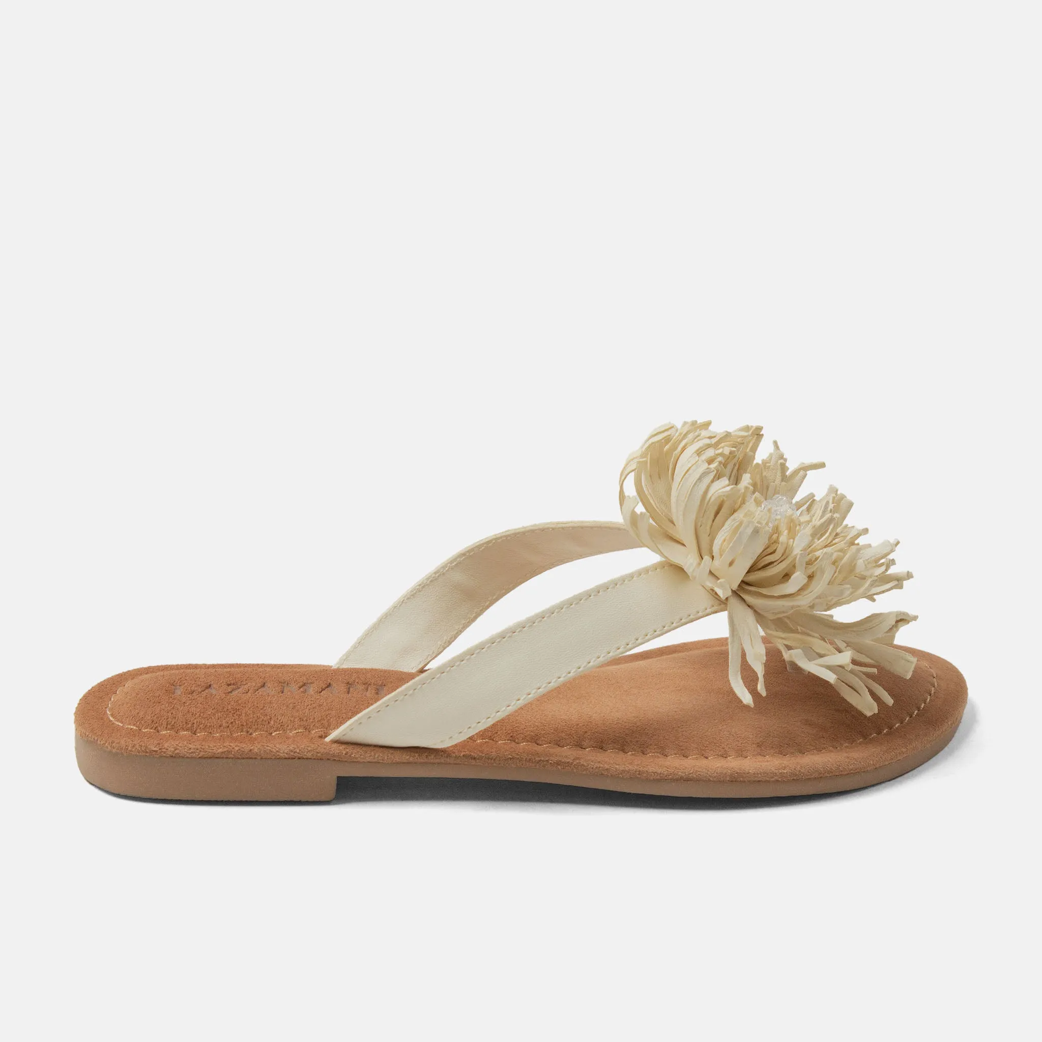 Roza Dames Teenslippers Leer Offwhite sold by Lazmani